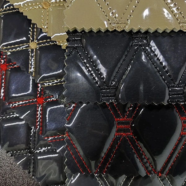 Couro bordado com folha transparente de PVC